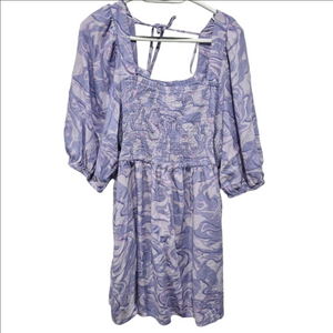 Ava & Viv Smocked Lavender Swirl Mini Dress